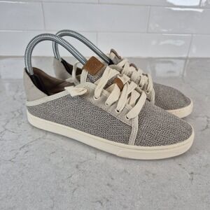 Olukai Pehuea Li Women's‎ Sneakers Size 6 Gray Beige Slip On Comfort Shoes
